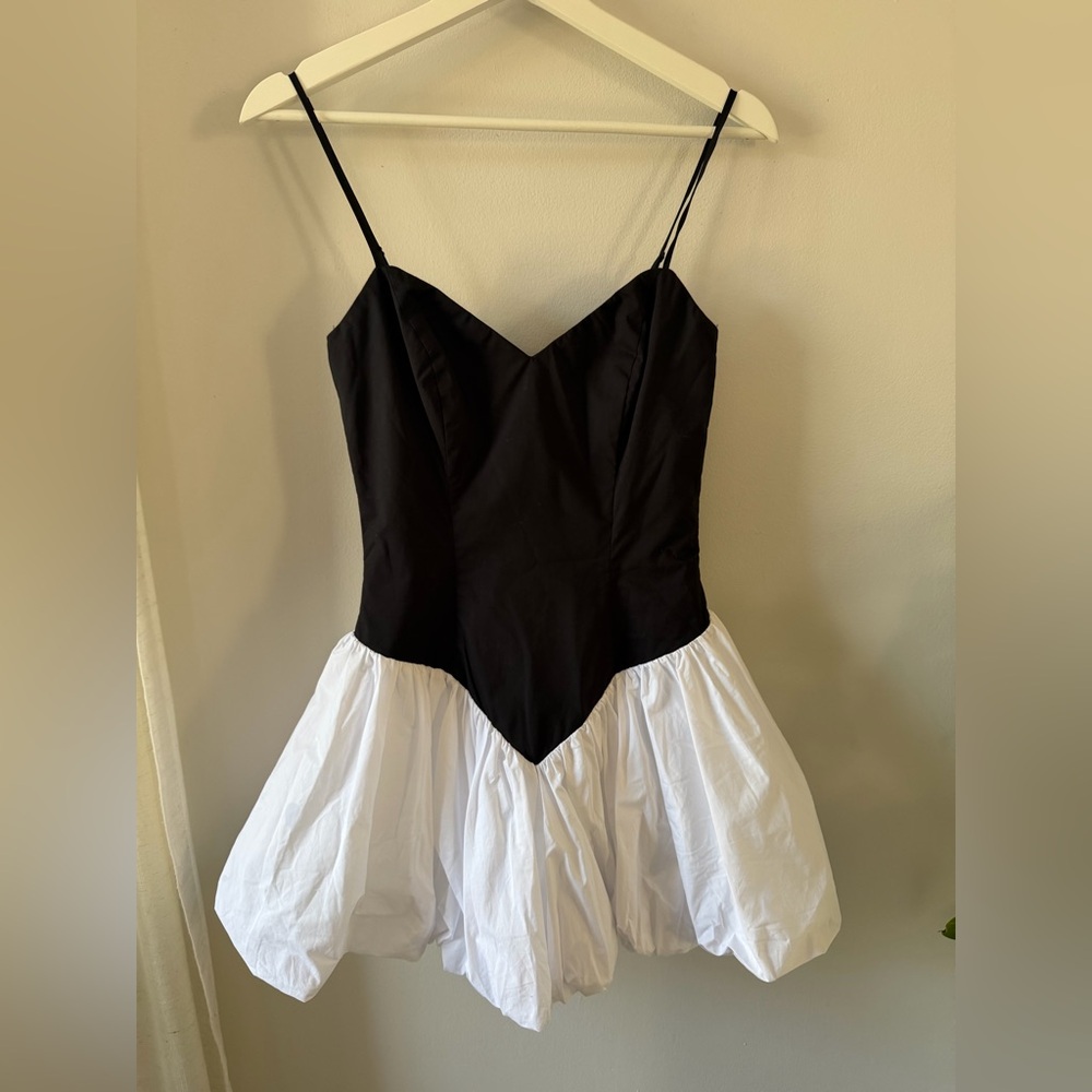 Bardot Lissett Poplin Mini Dress in Black & White - Picture 2 of 4